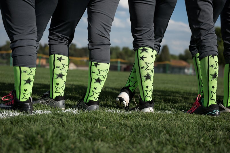 MadSportsStuff Crazy Socks with Stars Over the Calf Socks (Purple/White, Small) - Image 5